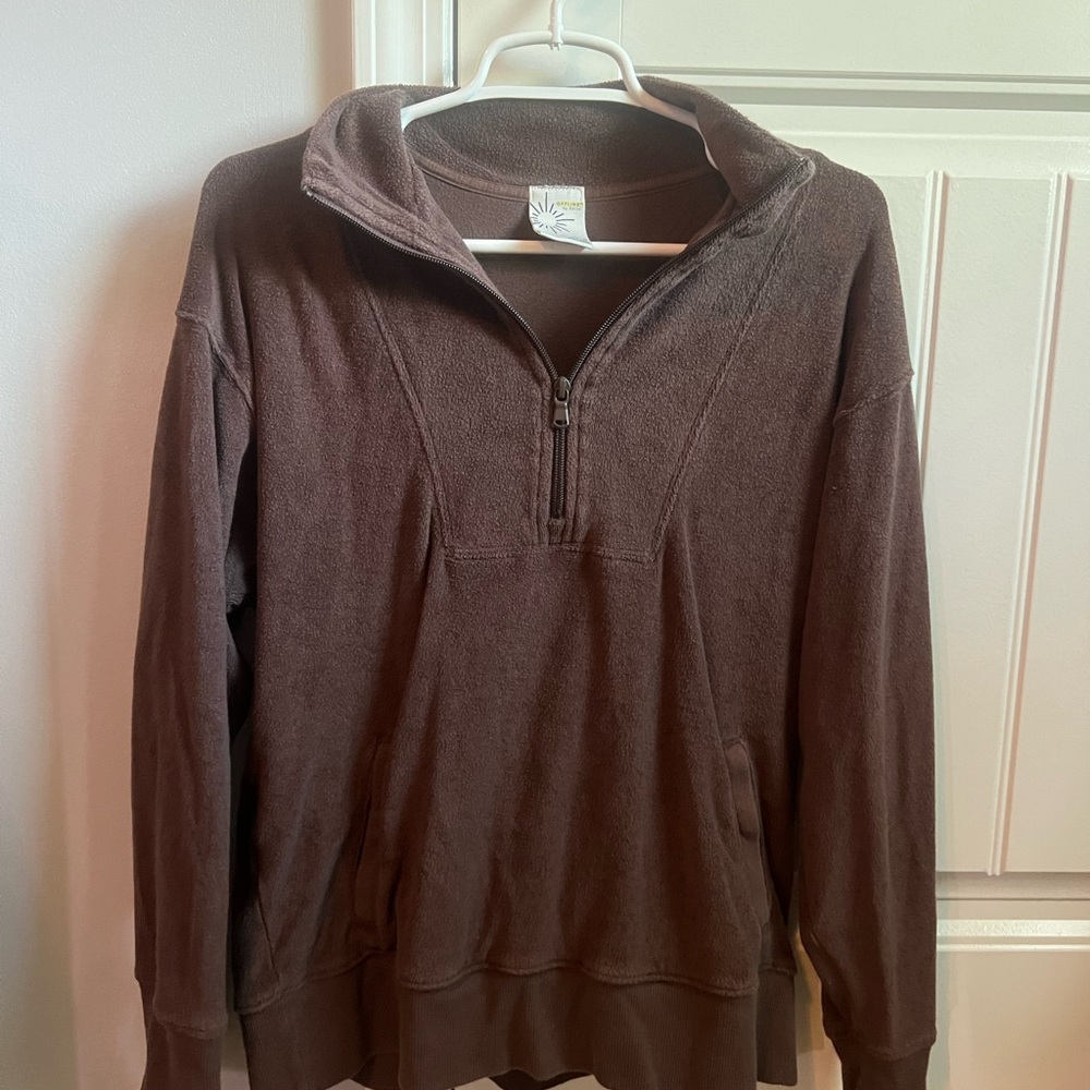 Quarter Zip Brown Aerie Jacket